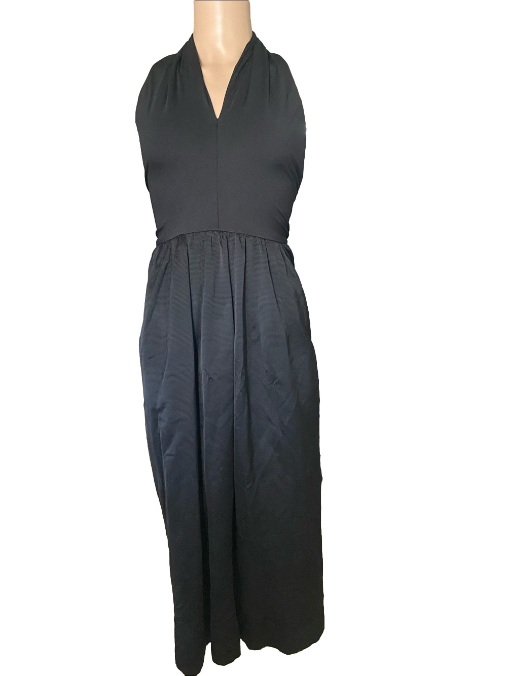 Lillie Rubin Black Halter Maxi Dress with pockets